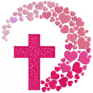 Cross And Hearts Filled Machine Embroidery Design Digitized Pattern